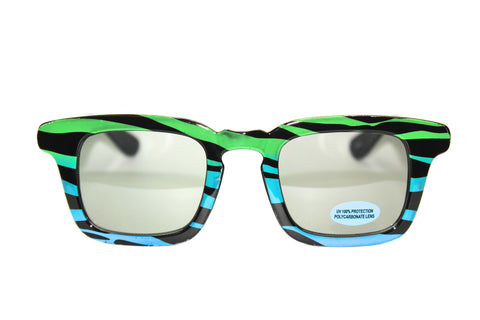 New Wave Zebra Sunglasses - OLK 15071 Green-Blue-Purple | Discount Sunglasses