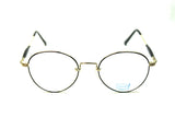 prescription eyeglasses round metal gold black 50mm front view