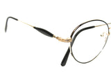 prescription eyeglasses gold black 50mm round metal side-angle view
