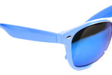 Wayfarer Style Sunglasses Blue/Clear with Mirror Coated Lenses 54mm